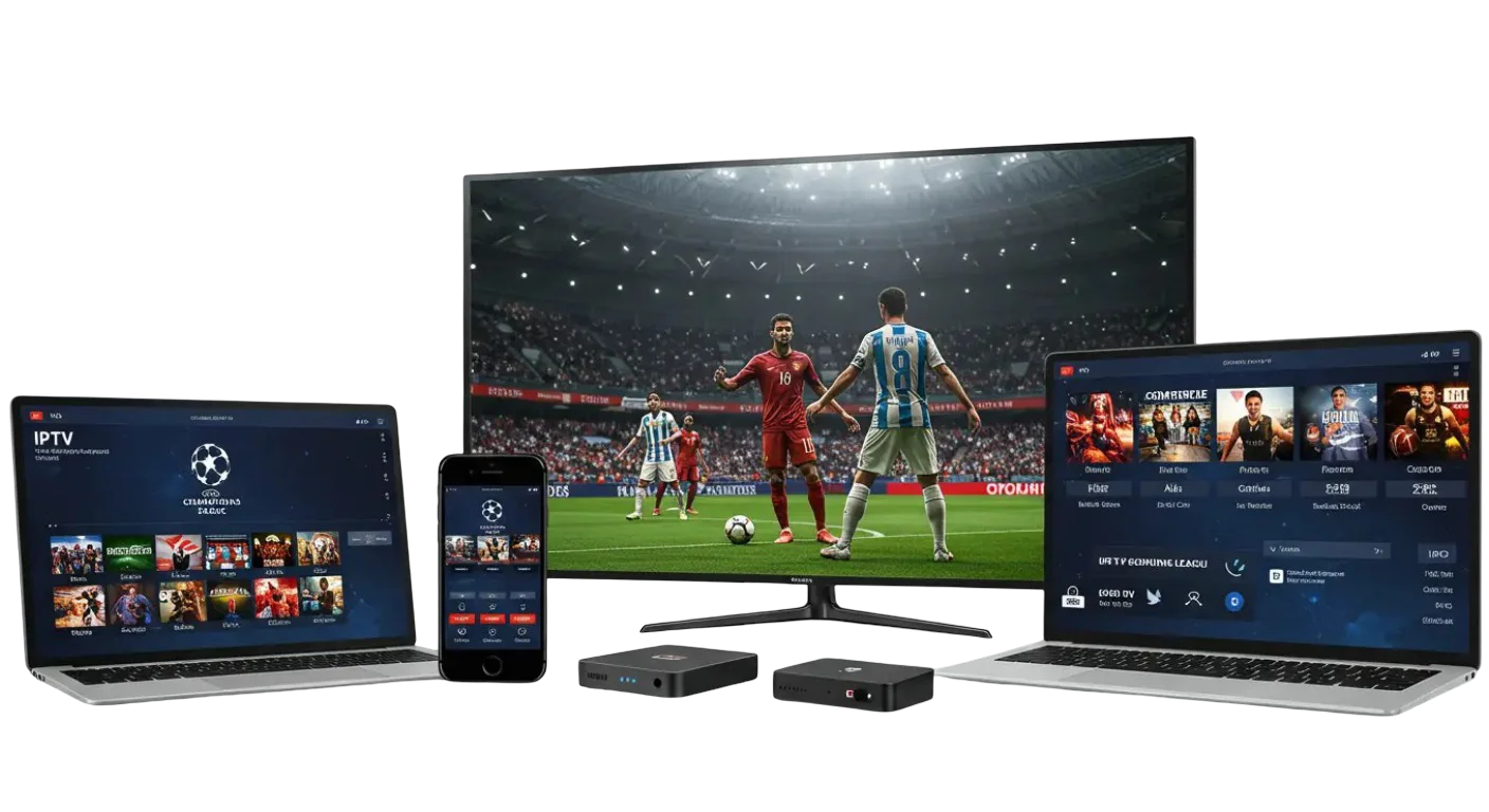 Net IPTV IPTV displayed across TV, monitor, laptop, phone and tablet